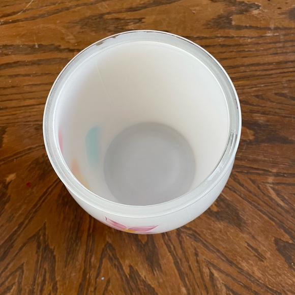 Floral White cookie Jar with Colorful Accents Missing Lid - Picture 5 of 6